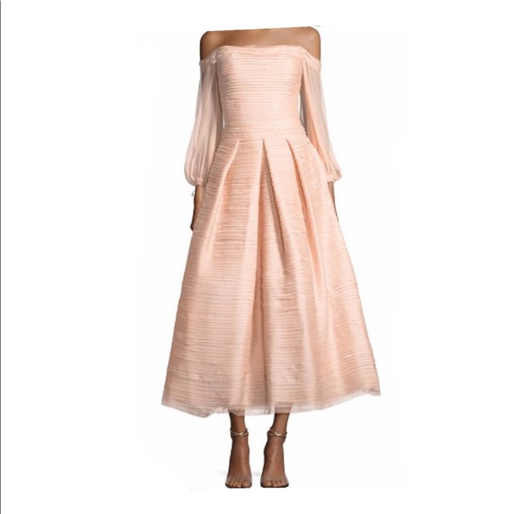 Marchesa Off-Shoulder Peach Dress